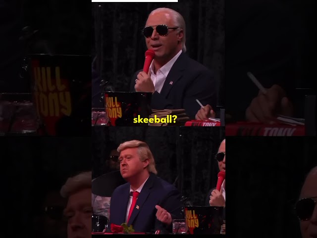 Shane Gillis as Donald Trump in elevator with Joe Biden.