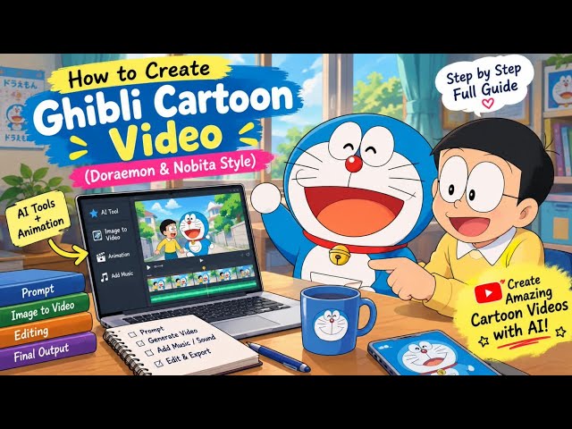 How to Create Ghibli Cartoon Videos with AI | Step-by-Step Tutorial | 🪜📝AI Cartoon Video Bangla ✨