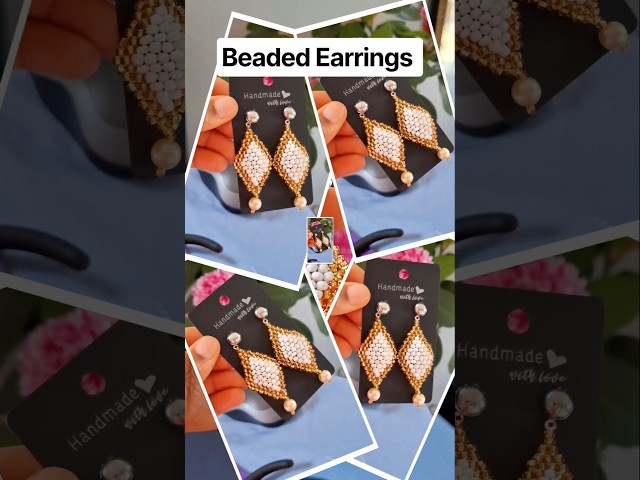 Handmade beaded earrings #beadart #stonebeads #diy #beadedjewelry #handmade #jewelry