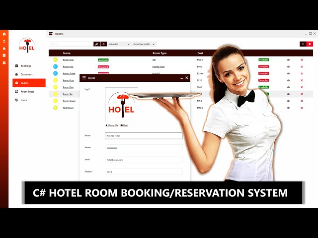 Modern Hotel Booking & Reservation Management System -  C# WinForms +  Database