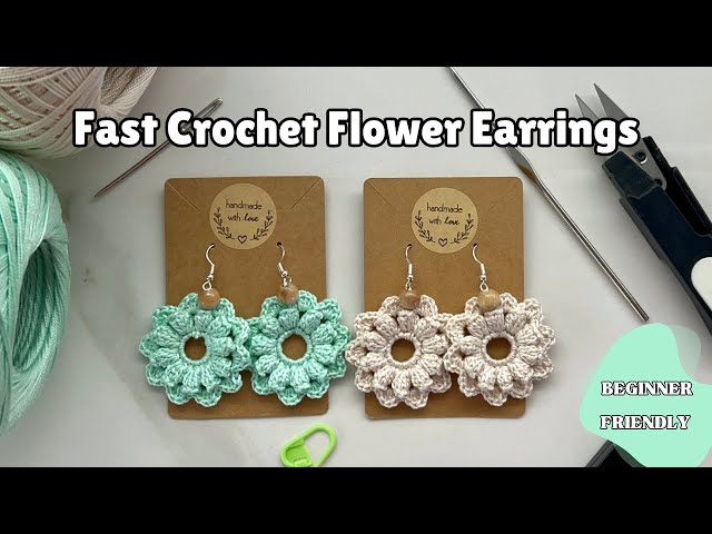 Easy and Fast Crochet Flower Earrings