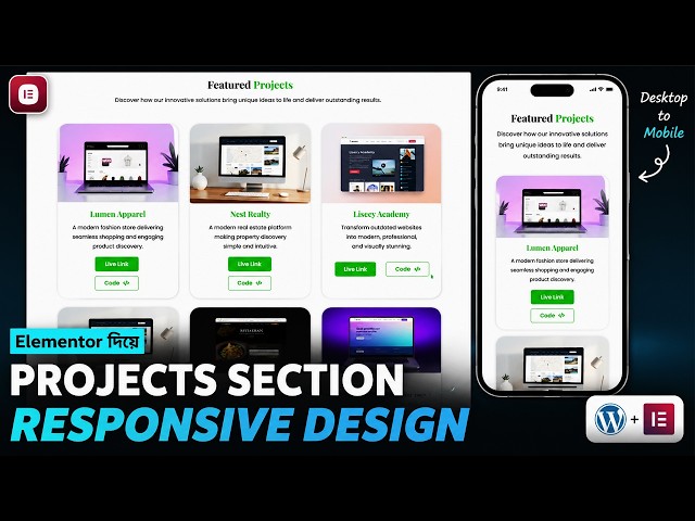 Elementor Projects Section Responsive Design | WordPress Mobile & Tablet Fix Part 18
