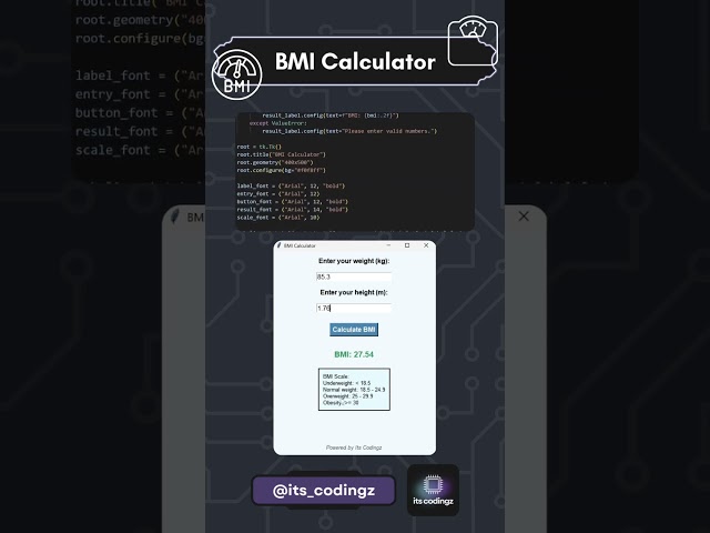 Ready to build a BMI Calculator with Python? 💻🐢