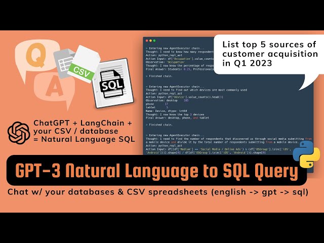 LangChain + OpenAI to chat w/ (query)  own Database / CSV!