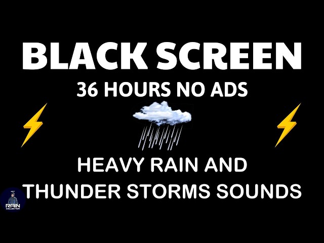 🔴 Heavy Rain and Thunder Sounds for Sleeping - Black Screen | Relax with Heavy Rain Tonight
