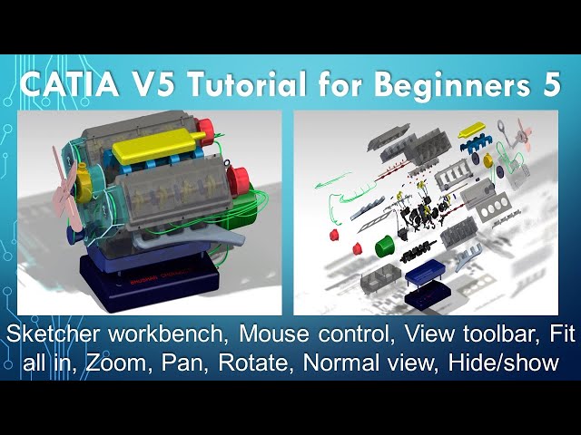 CATIA Tutorials - Use of mouse, View tool, Zoom, Pan, Rotate, Hide/show