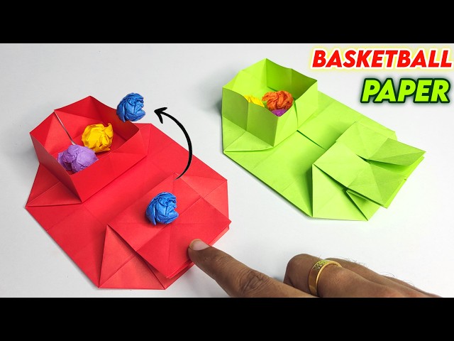 Paper basket ball game , origami basketball game , how to make paper toy