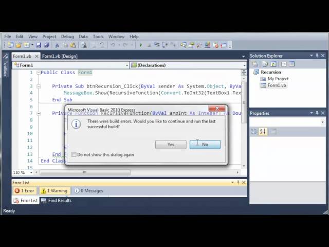 Visual Basic Tutorial - 139 - Recursion