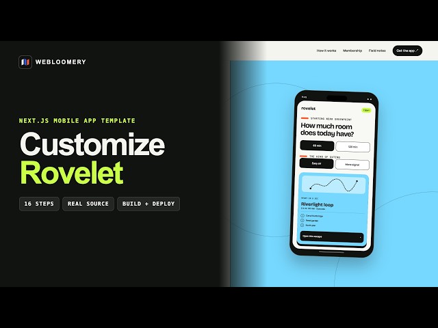 Rovelet Tutorial — Customize a Next.js Mobile App Landing Page Template | Webloomery