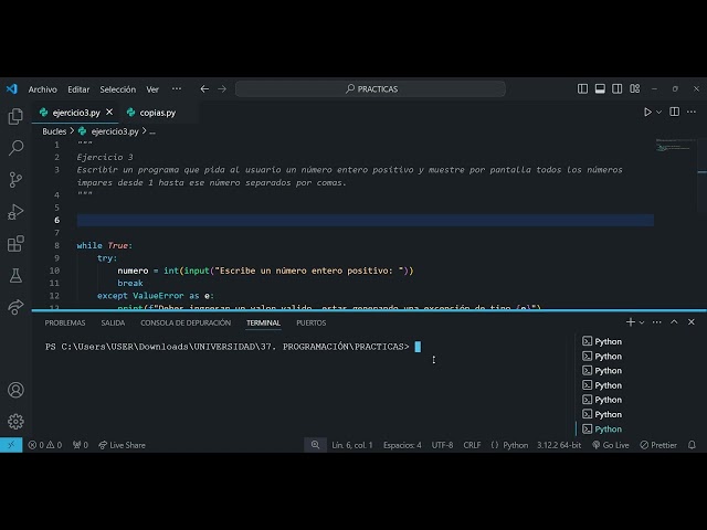 EJERCICIO 3 - BUCLES EN PYTHON: BUCLE FOR Y WHILE📚