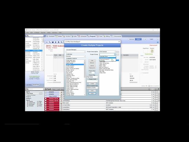 Creating Projects for Clients in OfficeTools