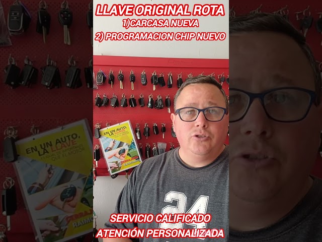LLAVE ORIGINAL ROTA CAMBIO DE CARCASA COMPLETO CON TALLADO DE LLAVE Y PROGRAMACIÓN DE CHIP NUEVO
