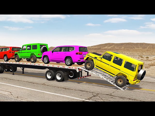 Flatbed Truck Mcqueen  | Transportation with Truck - Pothole vs Car #729  BeamNG.Drive