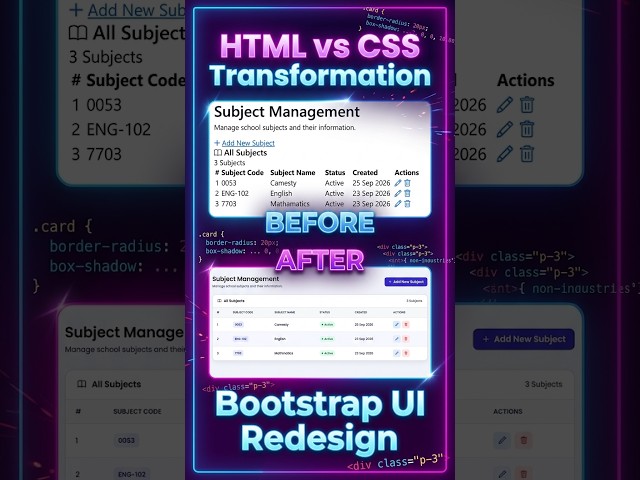 Before vs After: Redesigning UI with Custom CSS! 🎨 #Shorts