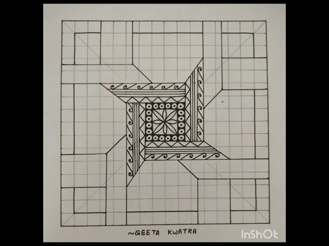 Drawing ofSquareDesign 3(Step by Step)#square#grid#design#mandala art#indian art@geetakwatra699
