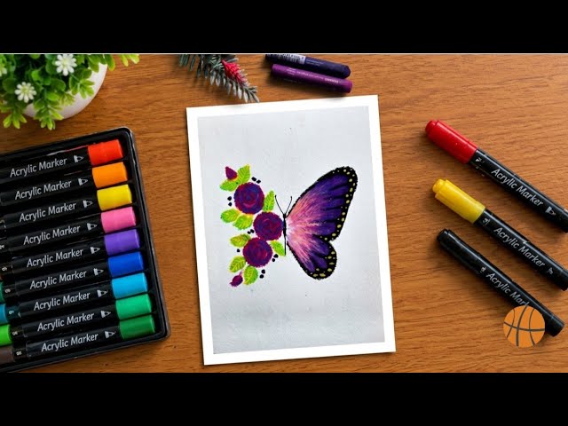 How to Draw a BEAUTIFUL Butterfly 🦋 with Flowers | Step-by-Step Tutorial
