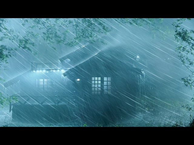 Overcome Stress & Sleep Instantly ⛈️ INTENSE Rainstorm on Tin Roof, Powerful Thunder & Strong Wind