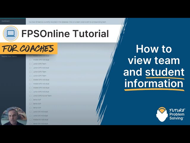 How to view team and student information | FPSOnline Tutorial for Coaches