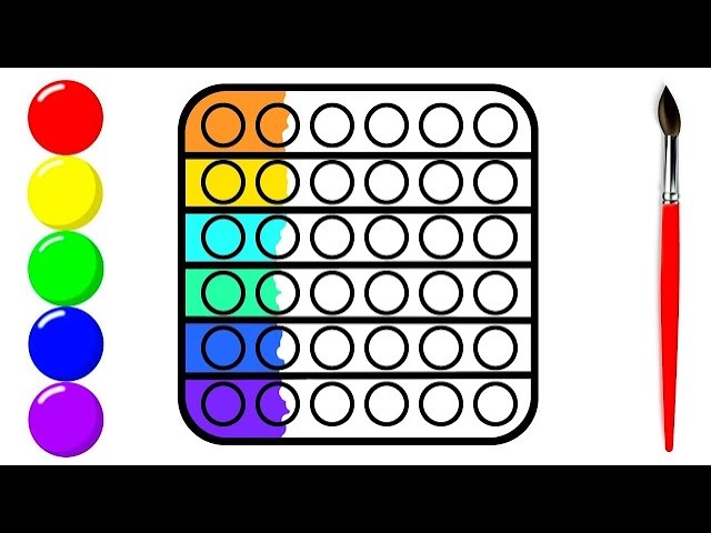 How to Draw a Cute Square POP IT 🟦 | Easy POP IT Drawing for Kids | Step by Step