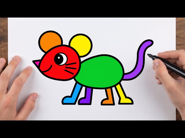 How to Draw a Rainbow Rat | Easy Step by step drawing for kids.