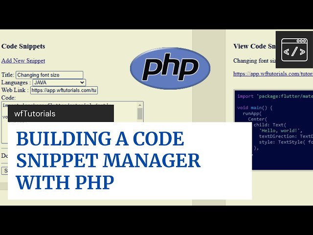 BUILDING A CODE SNIPPET MANAGER WITH PHP Tutorial