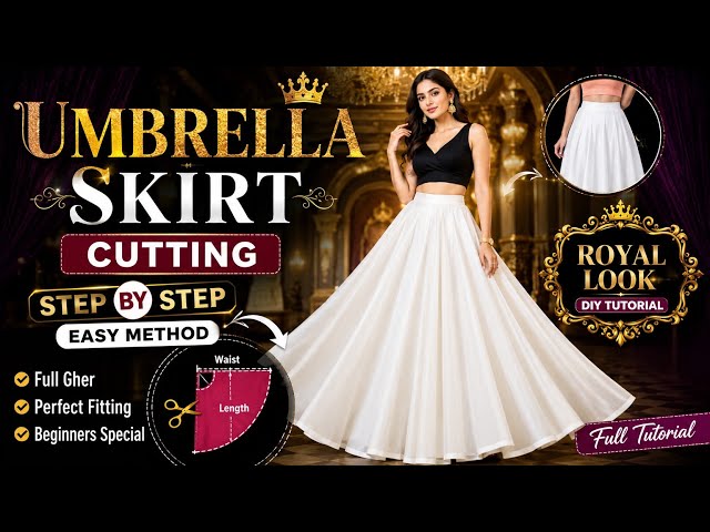 Umbrella Skirt Cutting Ka Sabse Aasan Tarika Full Tutorial in Hindi #umbrella #skirt #viral #video 