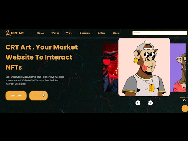 CRTART Creative Galerie Website Made Using React Css Js Bootstrap (Dark Version)