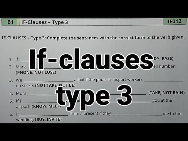 If-clauses type 3/ If-clauses conditional 3 questions/if-clauses conditional 3 important questions 