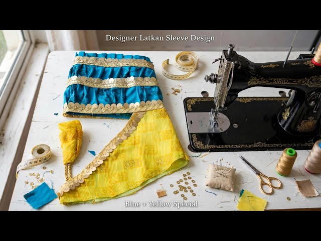 Dono Kapdo Se Half Baju Design 😍 | Blue + Yellow Combination Puff Sleeve | Blouse Baju Design