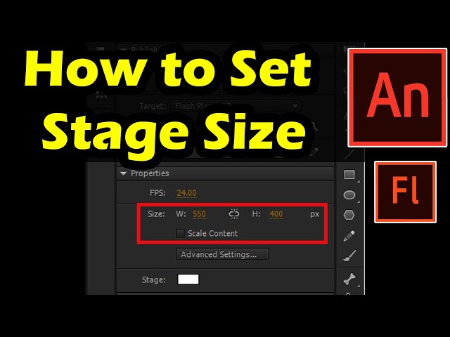 How to Change Stage Size in Adobe Animate CC | Set Aspect ratio  in Animate CC