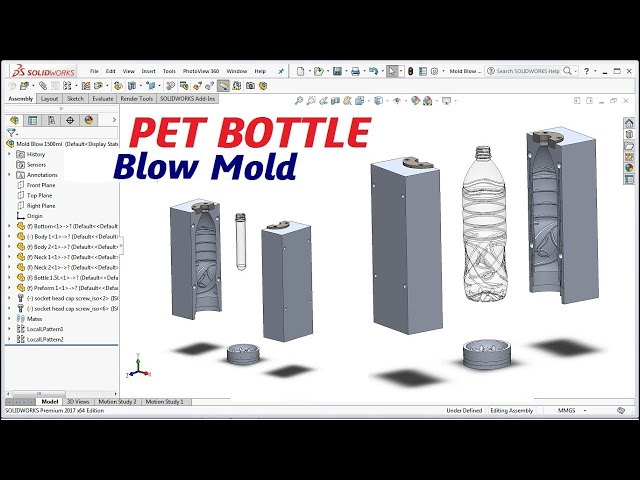 MOLD DESIGN | Making Blow Mold Design for PET Bottle || Solidworks Tutorial
