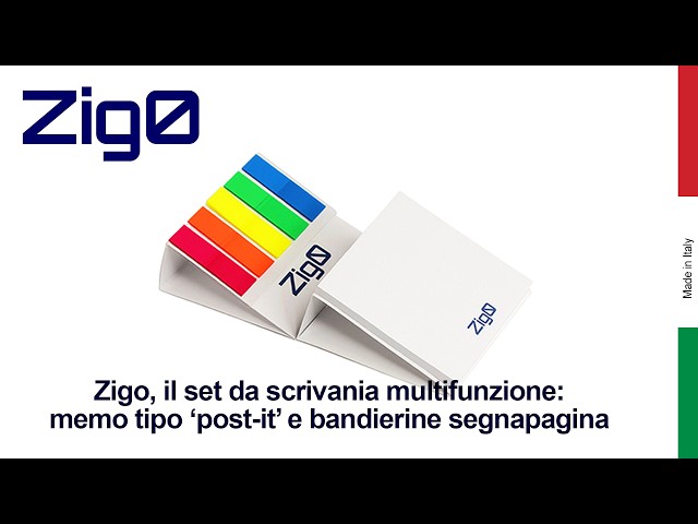 Set Zigo: block-notes tipo post-it personalizzati e bandierine segnapagina in PET o carta