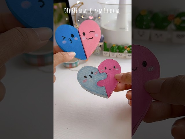 DIY BFF Heart Charm Tutorial 💗#shorts #art #diy #craft #muktaartandcraft #youtubeshortsviral