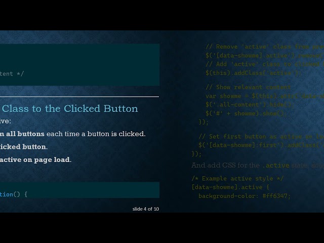 How to Add Active Styling to Buttons that Change Content with JavaScript
