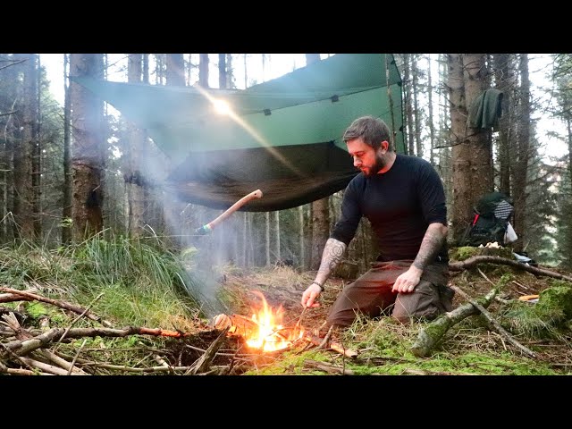 Solo Hammock Camping and Cast Iron Cooking | Bushcraft & Mushroom Foraging