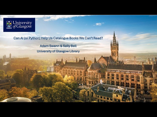 MDG Conference 2026 - Can AI (or Python) Help Us Catalogue Books We Can’t Read?