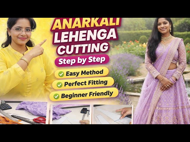 Full Anarkali Lehenga Cutting Tutorial | Simple & Perfect Fitting | Nidhi Fashion Shashi