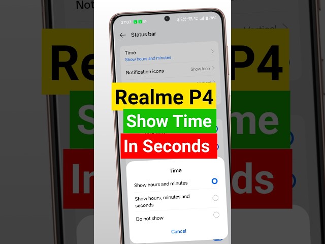 how to show seconds in status bar on realme p4 #techtips