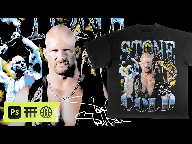 How To Design VINTAGE 90s WRESTLING Shirts (Photoshop Tutorial)