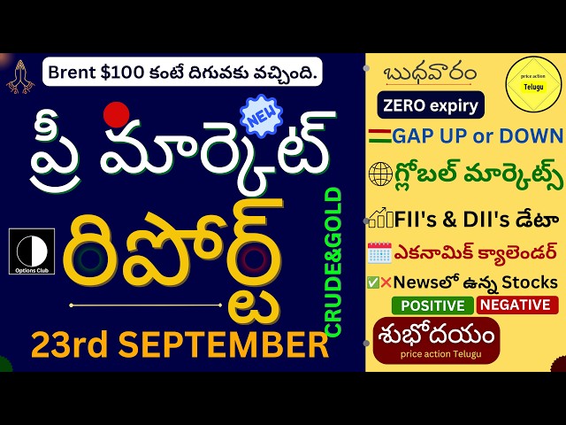 📊 PRE-MARKET REPORT — బుధవారం, 23 సెప్టెంబర్ 2026 | Nasdaq +ve? #stockmarket #trading #investing