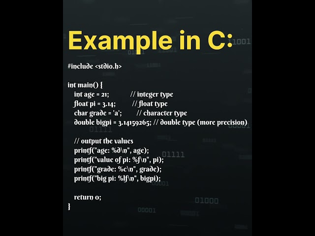 💻 C Language Data Types Explained in 60 Seconds 🚀 | #shorts
