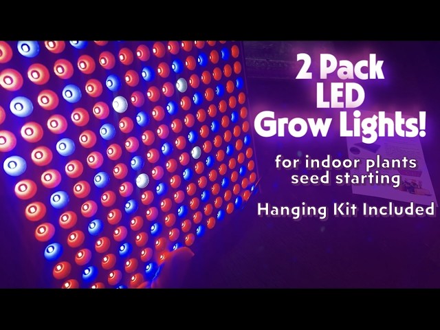LED grow lights (2pack) seed starting, indoor plants 225 LEDs hanging kit  flowers vegetables 