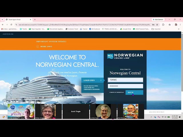 Travel Agent Booking with Norwegian Cruise Line Quest System.
