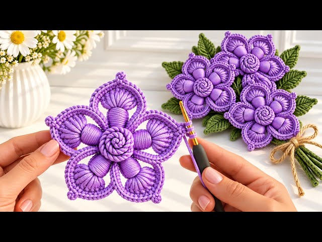 How to Crochet a Stunning Purple Flower | Easy 3D Crochet Tutorial 💜