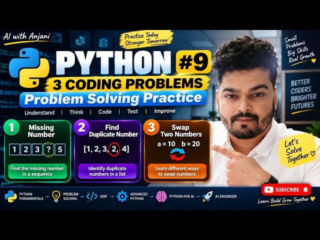 Python Tutorial for Beginners #9 | 3 Python Coding Problems | Problem Solving Practice