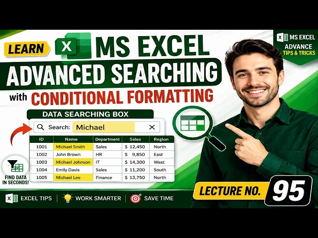 Find Any Data in Excel Instantly! Advanced Search Box with Conditional Formatting | Excel Lecture 95