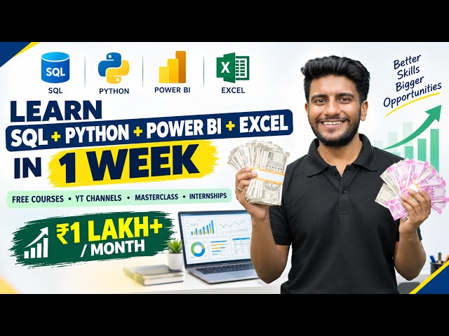 How to Learn SQL, Python, Power BI & Excel in 1 Week? | Free Courses + Internships + ₹1 Lakh+ Jobs