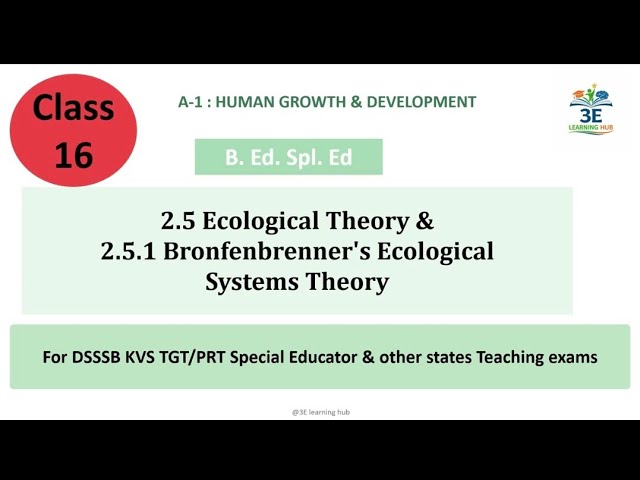 Class 16 || Ecological Theory - Bronfenbrenner's Theory || A-1