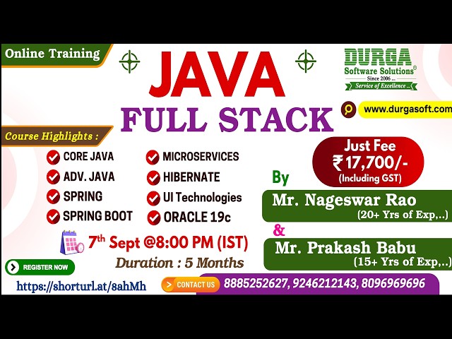 JAVA FULL STACK Online Training @ DURGASOFT
