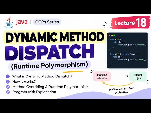 Dynamic Method Dispatch in Java 🔥 | Runtime Polymorphism Explained Easily | Java Lecture 18